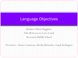 Language Objectives - Stevenson Middle School
