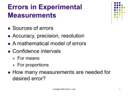 Chapter 4 - Errors in experimental measurements.