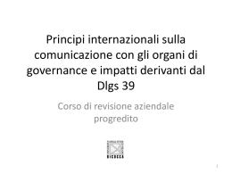 Lezione 6 ISA 260 265 Dlgs 39 - Lezione del