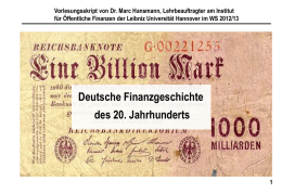 (I): Deutsche Finanzgeschichte des 20. Jahrhunderts