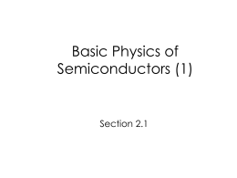 Basics Semiconductor Physics