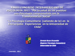 LA PSICOLOGÍA COMUNITARIA EN LA UNIVERSIDAD DE CHILE