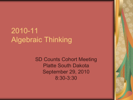 PPT - 2010-11 Algebraic Thinking Cohort