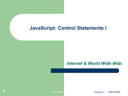 Chapter 8 JavaScript: Control Statements I