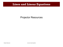 Lines and Linear Equations
