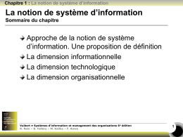 La notion de système d`information