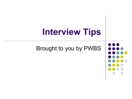 Interview tips from PWBS - Dolphin Student Group Web Accounts