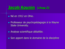 Jacob Kounin (chap.3) - Université de Sherbrooke