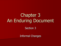 Chapter 3 An Enduring Document