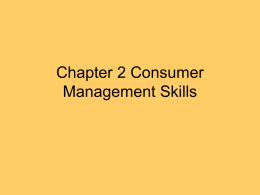 Chapter 2 Consumer Management Skills