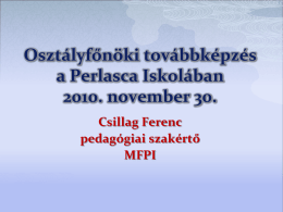 Az osztályfőnöki szerep - Csillag Ferenc honlapja