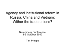 Trade Unions in Russia, China and Vietnam