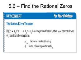 5.6 – Find the Rational Zeros