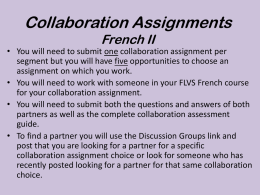 Collaboration Assignments French I