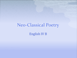 Neoclassical Poetry Notes