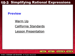 10-3 Simplifying Rational Expressions