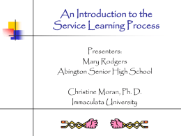 An Introduction to the Service Learning Process