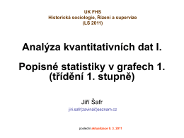 Analýza kvantitativních dat I. Popisné statistiky a grafy