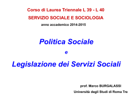 politiche sociali - Scienze della Formazione