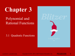 3.1 Quadratic Functions