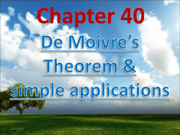 Applications of De Moivre`s theorem