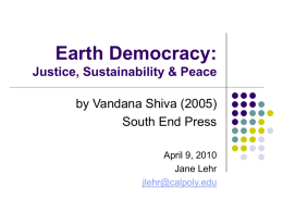 Earth Democracy - Sustainability Book Club