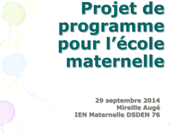 Projet de programme pour l`école maternelle 29 septembre 2014