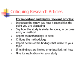 Critiquing Research Articles