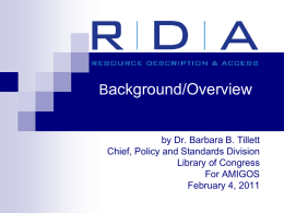 PPT - Joint Steering Committee for Development of RDA