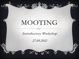 Mooting Introductory Workshop