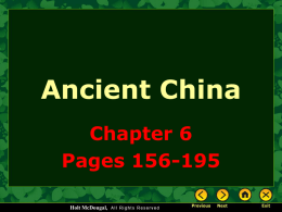 Chapter 6 Ancient China - Crawford`s History In The Making