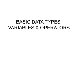 BASIC DATA TYPES