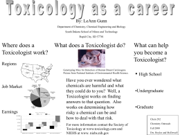Toxicology As A Career - Chemistry Outreach 2000