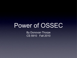 Power of OSSEC, by Donovan Thorpe