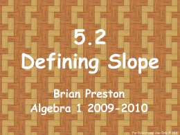 Defining Slope - World of Teaching