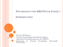 PSYCHOLOGY FOR MRCPSYCH PAPER 1