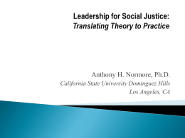 Leadership for Social Justice - Education and Leadership in