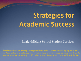 Strategies for Academic Success - Lanier Office of School Counseling