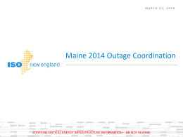 Maine 2014 Outage Coordination