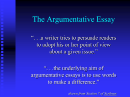 The Nature of the Argumentative Essay and the Use of Logic