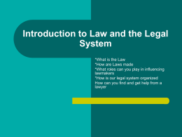 1. Introduction to Law and the Legal System