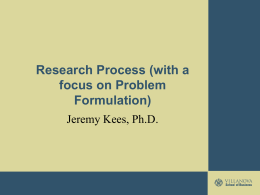 Research Process: Problem Formulation