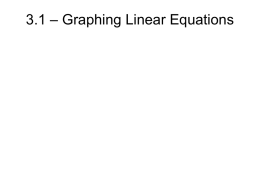 4.5 – Graphing Linear Equations