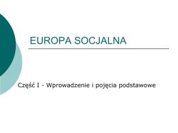 EUROPA SOCJALNA – wprowadzenie