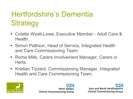 Hertfordshire`s Dementia Strategy