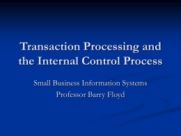 Transaction Processing and the Internal Control Process