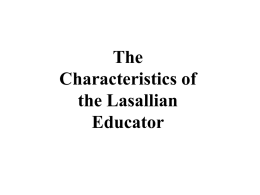 Characteristics of the Lasallian Educator