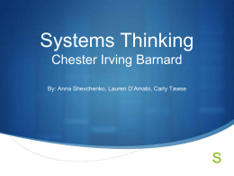 Systems Thinking Chester Irving Barnard