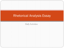 Rhetorical Analysis Essay - The E-3 Healy Zone