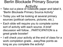 Berlin Blockade Primary Source Activity
